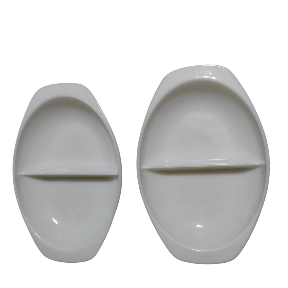 VTG Pyrex 1083 White Divided Christmas‎ Serve Casseroles #18 #21 Milk Glass USA